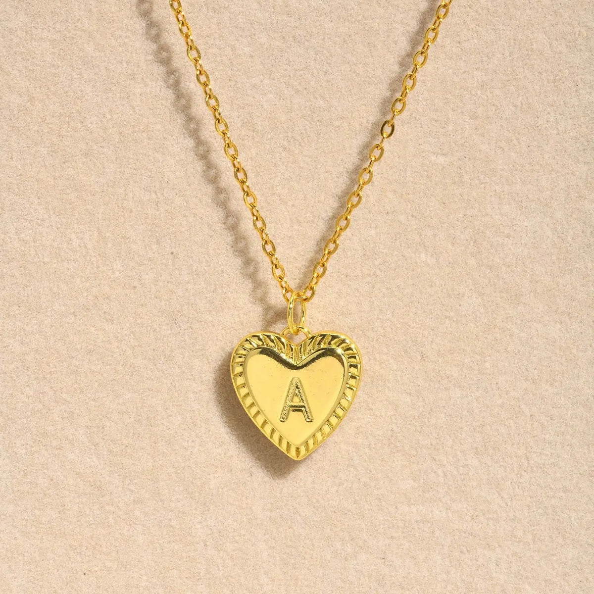 14k Dainty Heart Pendant Letter Initial Necklace