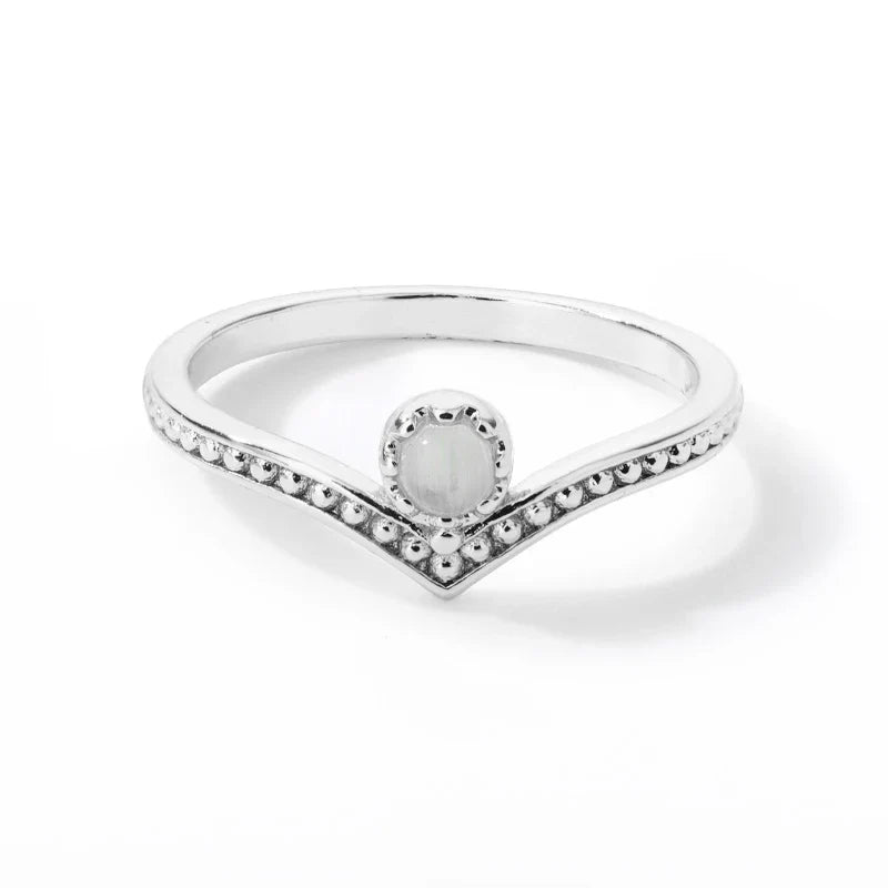 Vintage Inspired Opal Crown Point Ring