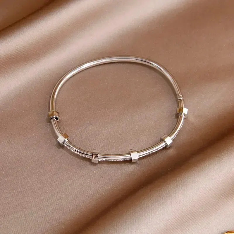 Classy Diamond Hex Bangle Bracelet