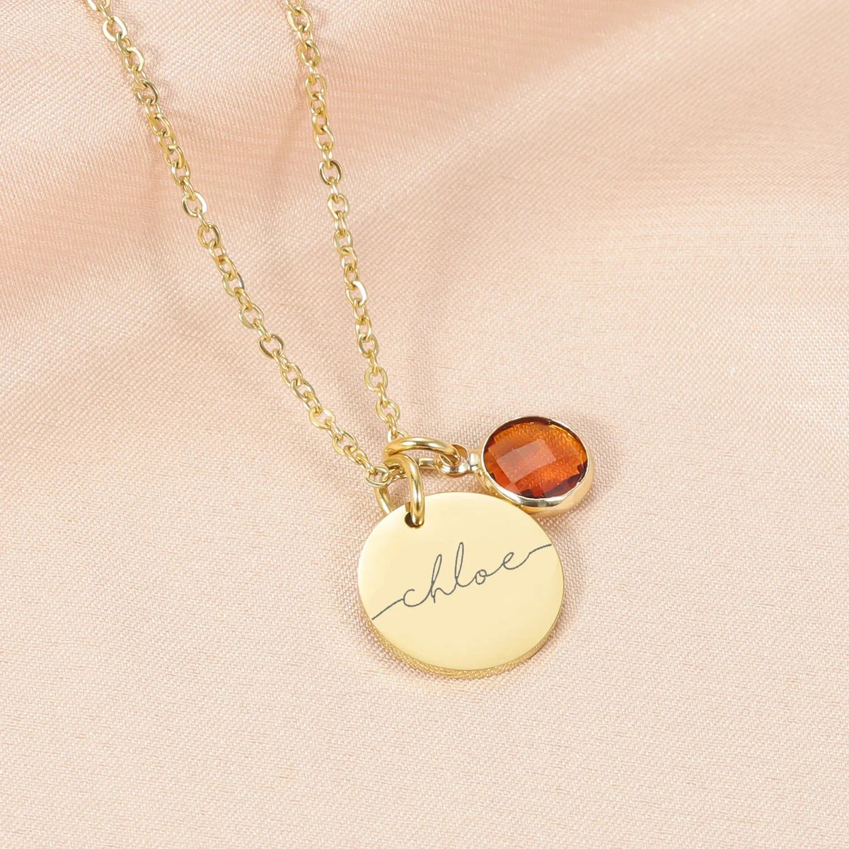 Dainty Personalized Name & Birthstone Necklace