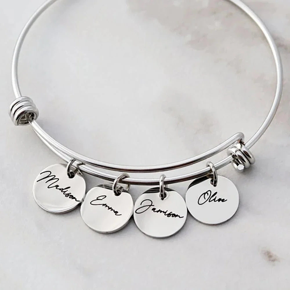 Personalized Family Bangle Bracelet