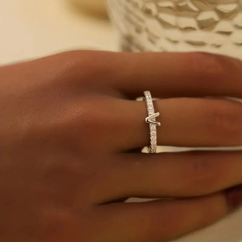 Radiant Adjustable Letter Initial Rings