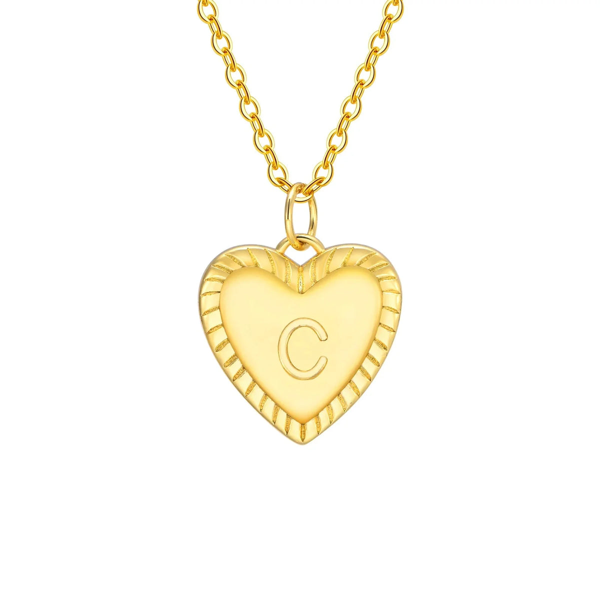 14k Dainty Heart Pendant Letter Initial Necklace