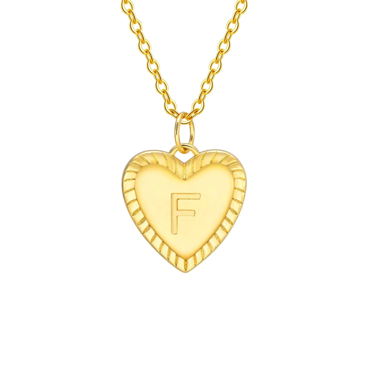 14k Dainty Heart Pendant Letter Initial Necklace