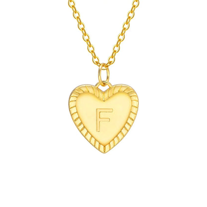 14k Dainty Heart Pendant Letter Initial Necklace