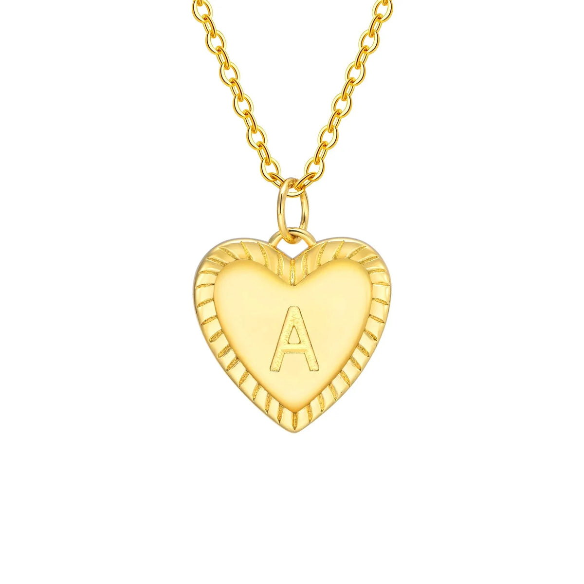 14k Dainty Heart Pendant Letter Initial Necklace