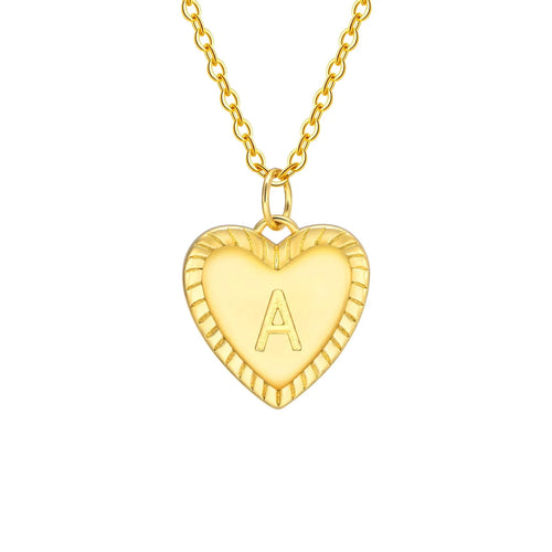 14k Dainty Heart Pendant Letter Initial Necklace