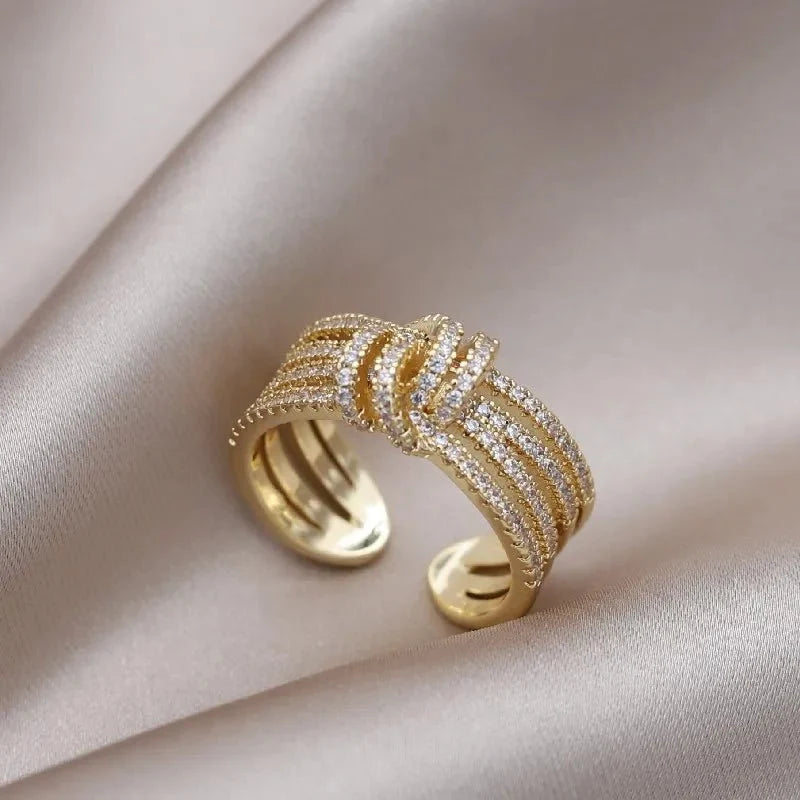 14k Dainty Layered Diamond Knot Ring