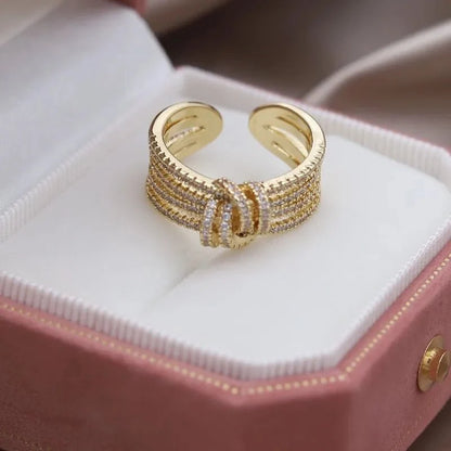 14k Dainty Layered Diamond Knot Ring