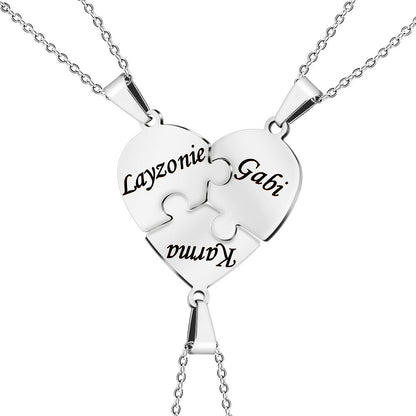 Personalized Family Heart Puzzle Necklace