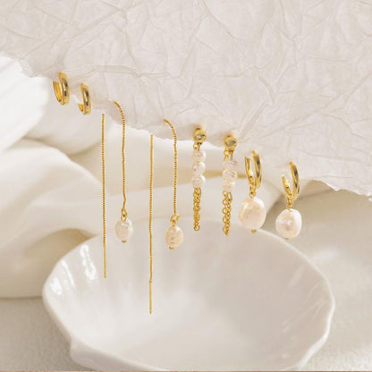 4 Pair Pearl Accented Earrings Set