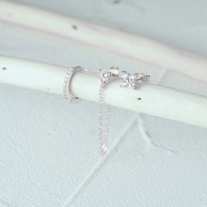 3pc Dainty Floral Tassel Chain Earrings Set
