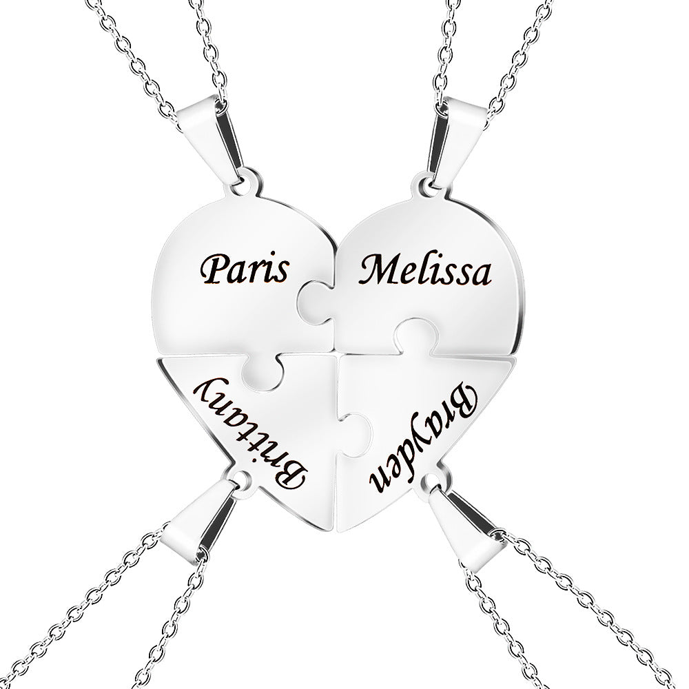 Personalized Family Heart Puzzle Necklace