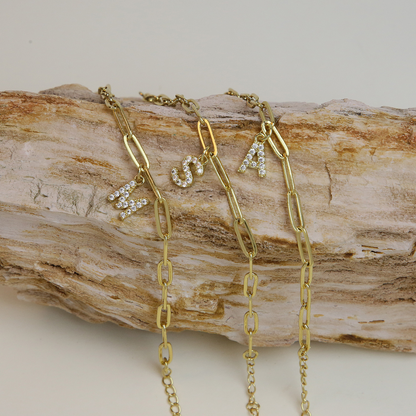 Dainty Paperclip Letter Initial Bracelet