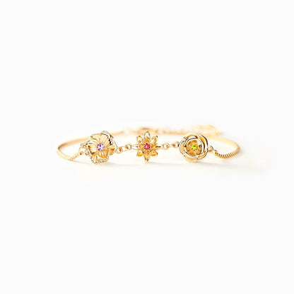 Dainty Birthflower & Birthstone Bracelet