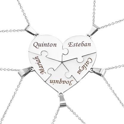 Personalized Family Heart Puzzle Necklace