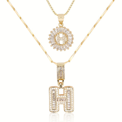 2pc 14k Diamond Letter Initial Necklaces