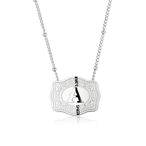 Dainty Belt Buckle Letter Initial Necklaces