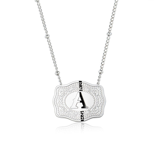 Dainty Belt Buckle Letter Initial Necklaces