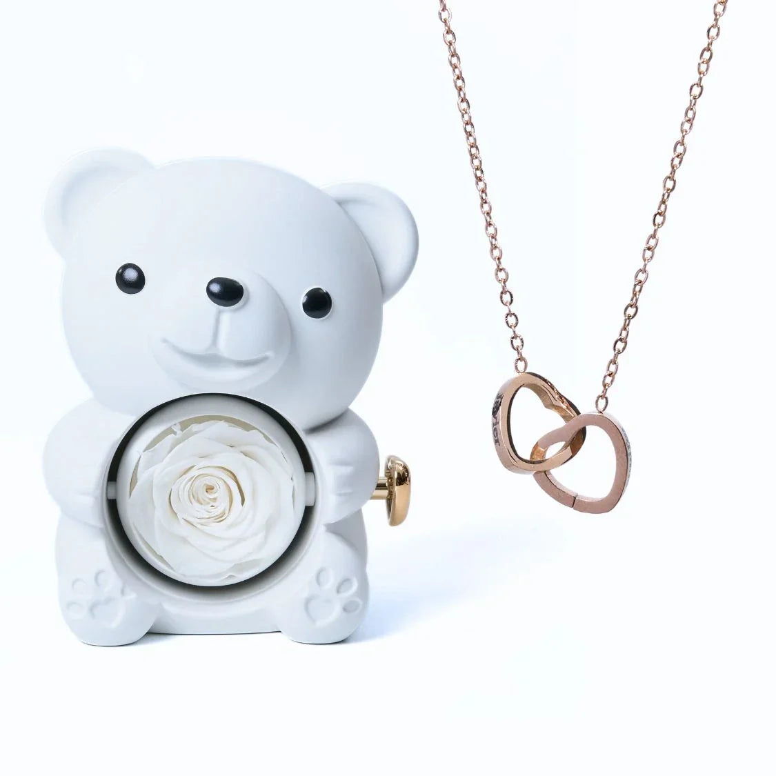 Romantic Bear Personalized Eternal Hearts Necklace