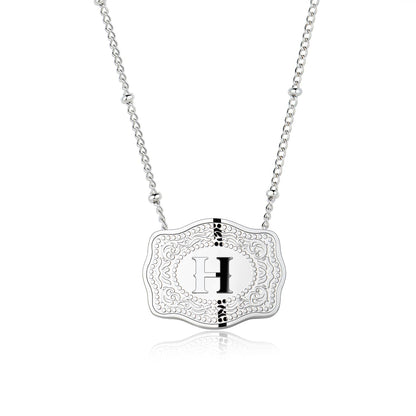 Dainty Belt Buckle Letter Initial Necklaces