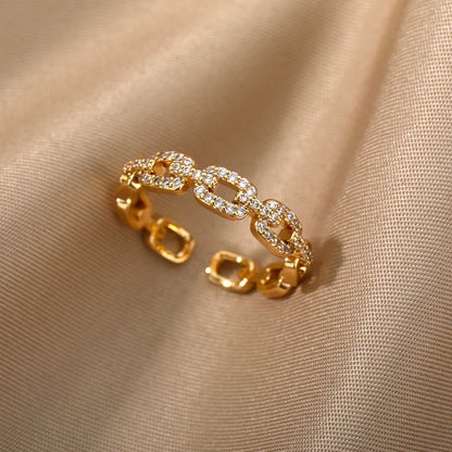 Adjustable Diamond Chain Link Ring