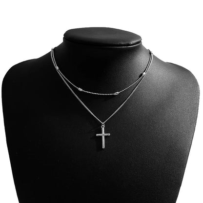 Dainty Layered Choker and Cross Necklace