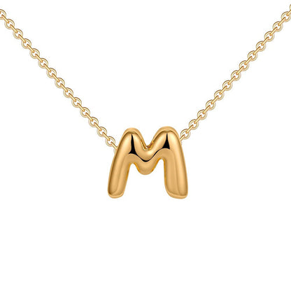 Dainty Bubble Letter Initial Necklace