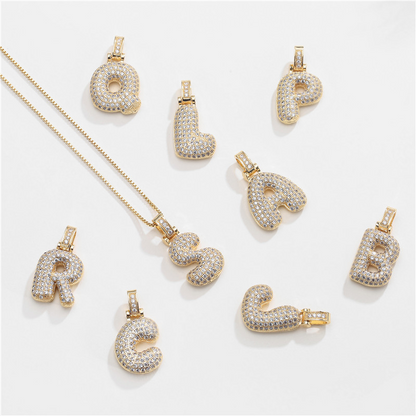 14k Diamond Dazzle Bubble Initial Necklace