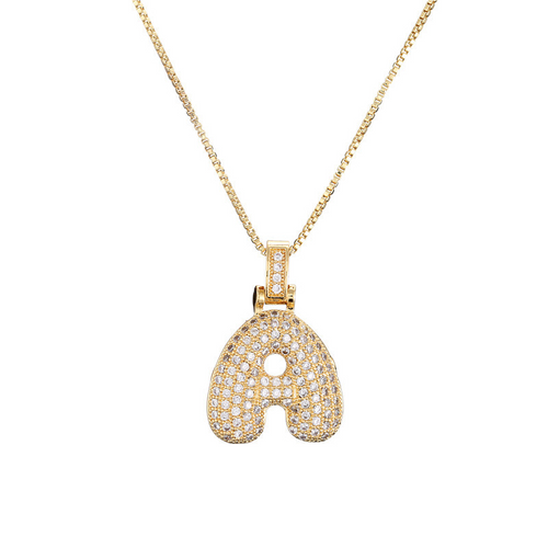14k Diamond Dazzle Bubble Initial Necklace