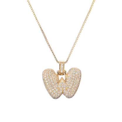 14k Diamond Dazzle Bubble Initial Necklace