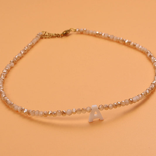 Dainty Stone Beaded Initial Necklace