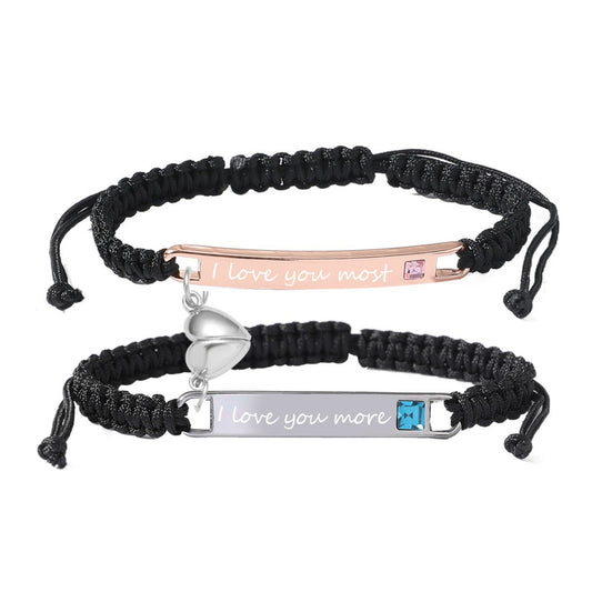 Personalized Magnetic Heart Love Bracelet Set