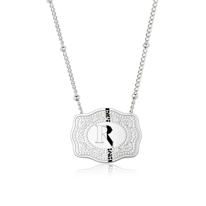Dainty Belt Buckle Letter Initial Necklaces