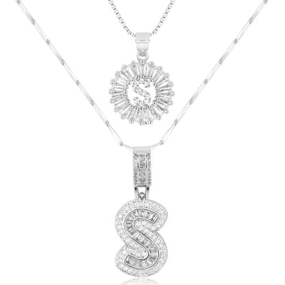 2pc 14k Diamond Letter Initial Necklaces