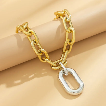 Chunky Two Tone Paperclip Bold Necklace