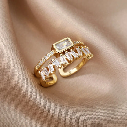 Double Layered Staggering Baguette Diamond Ring