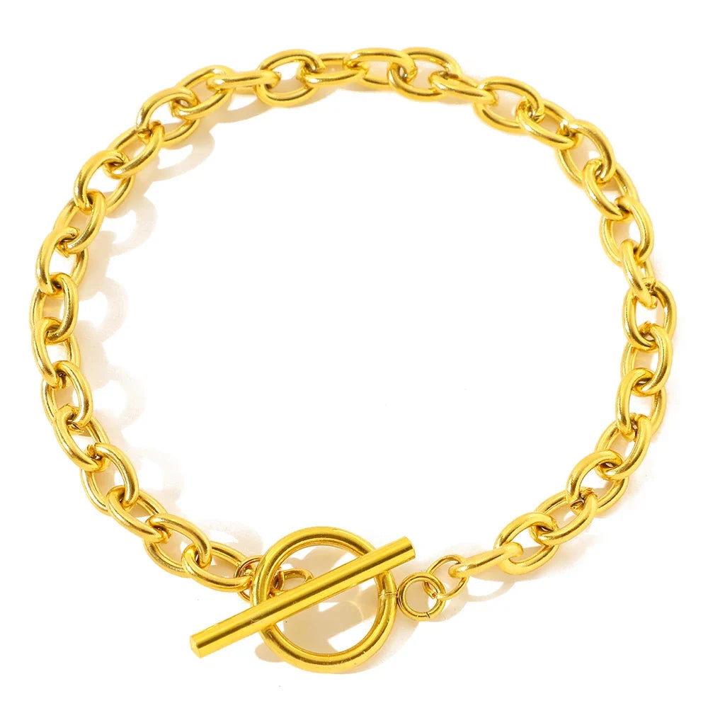 Classy Paperclip Circle Bar Clasp Bracelet
