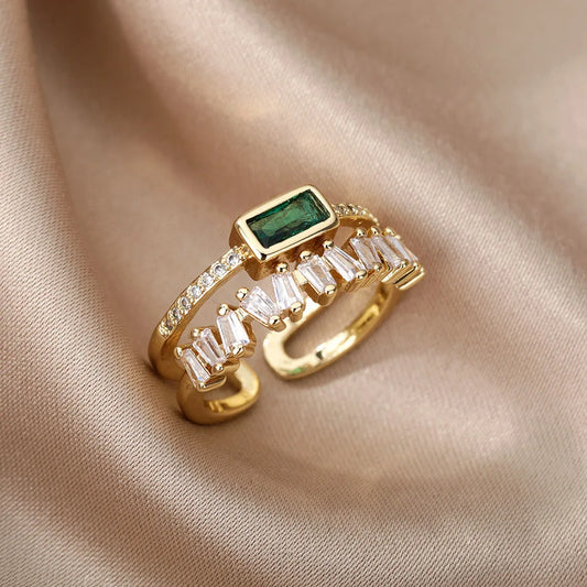 Double Layered Staggering Baguette Diamond Ring