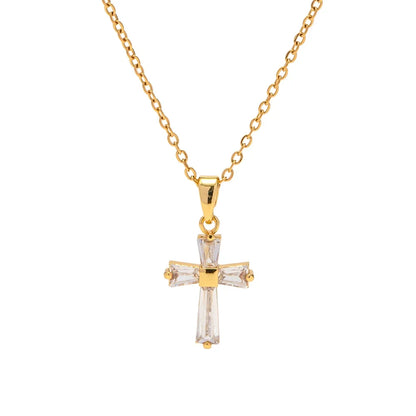 Dainty Diamond Cross Pendant Necklace