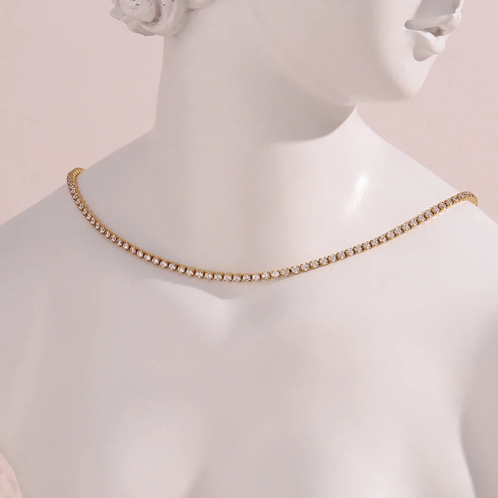 2mm Dainty Tennis Chain Bracelet and Necklace