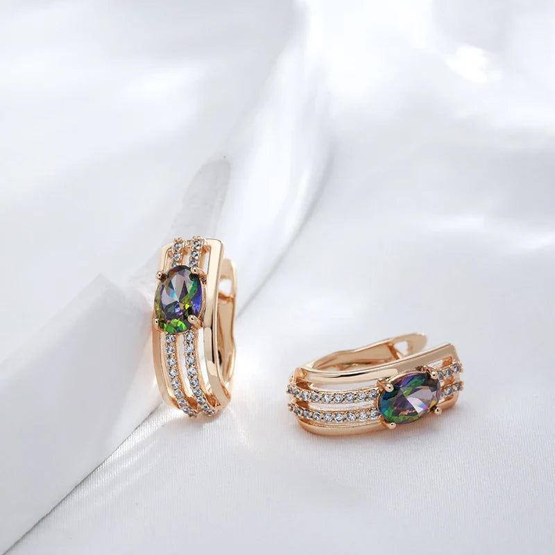 C Shaped Diamond Accented Centerpiece Earrings