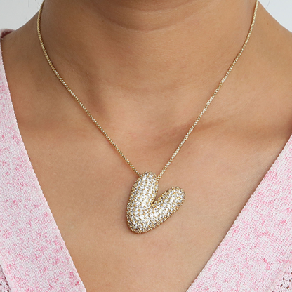 Chunky Bubble Diamond Dazzle Initial Necklaces