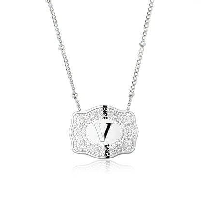 Dainty Belt Buckle Letter Initial Necklaces