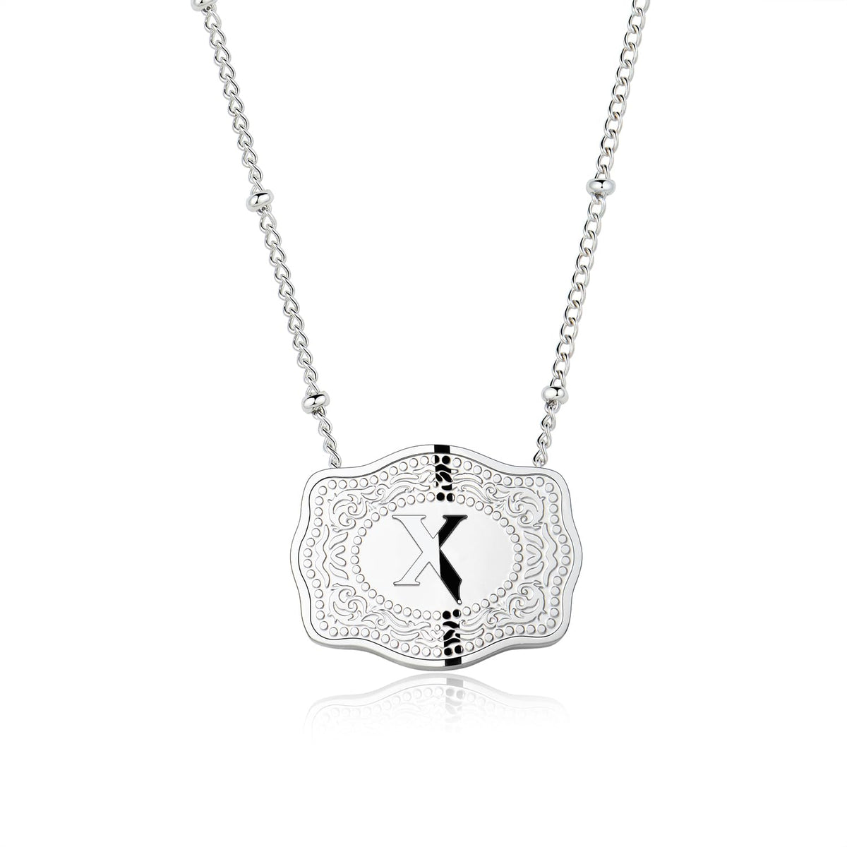 Dainty Belt Buckle Letter Initial Necklaces