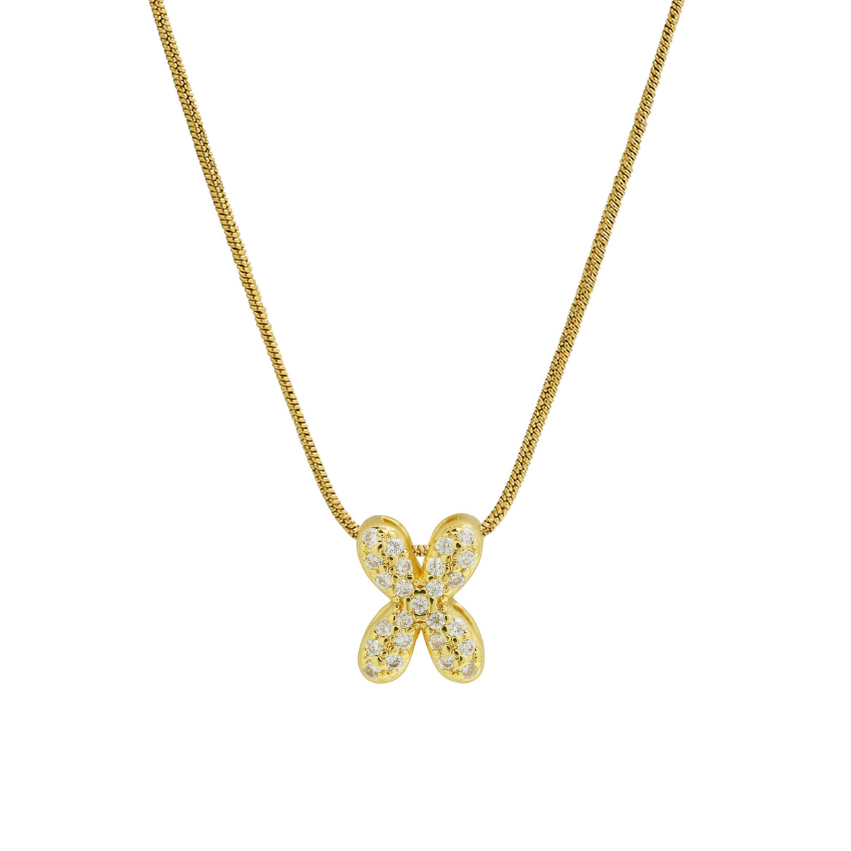 Diamond Bubble Letter Initial Necklace