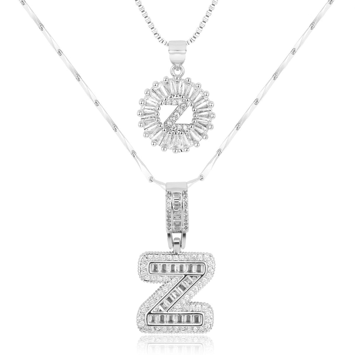 2pc 14k Diamond Letter Initial Necklaces