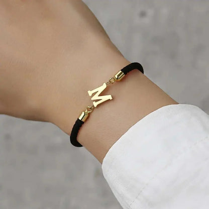 Adjustable Angled Serif Letter Initial Bracelets