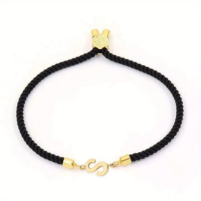 Adjustable Angled Serif Letter Initial Bracelets