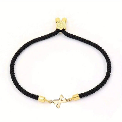 Adjustable Angled Serif Letter Initial Bracelets